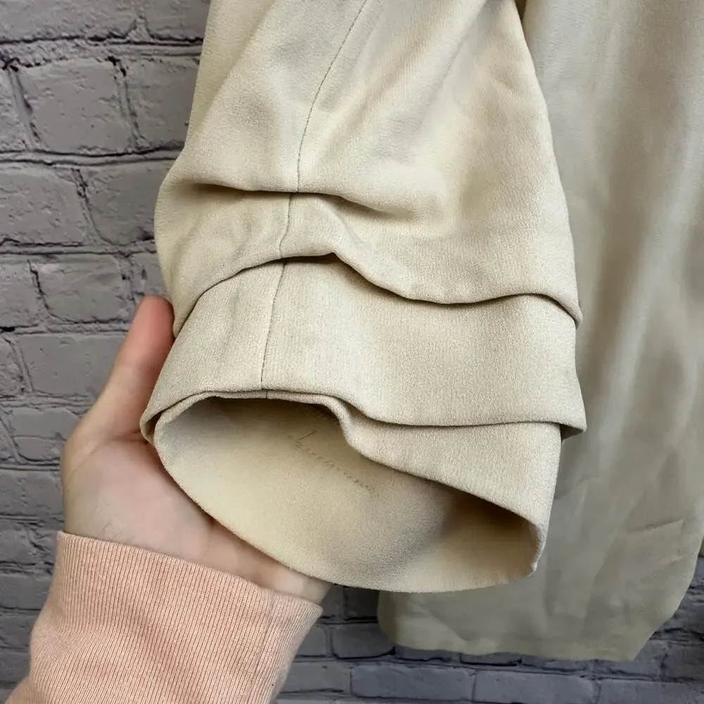 Babaton Power Blazer Ruched Sleeves Open Front Beige Size 8 Aritzia Workwear - Picture 5 of 8